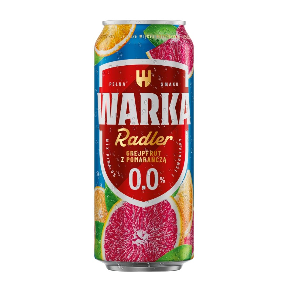 Piwo Warka Radler Grejpfrut z Pomarańczą Bezalkoholowe 0% 500 ml puszka DRS