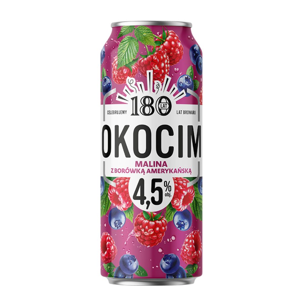 Piwo Okocim Malina z Borówką Amerykańską 4,5% 500 ml Puszka DRS