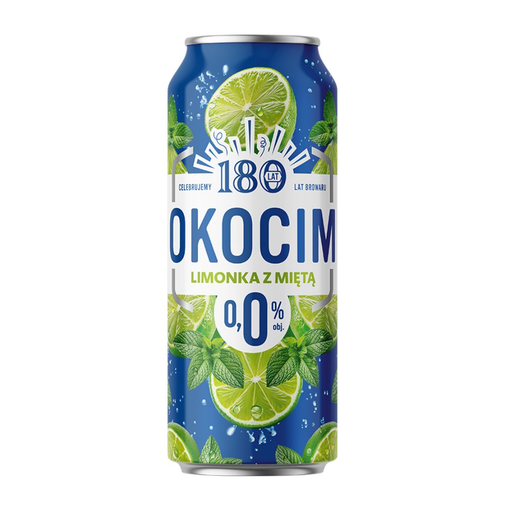 Piwo Okocim Limonka z Miętą 0% 500 ml puszka DRS