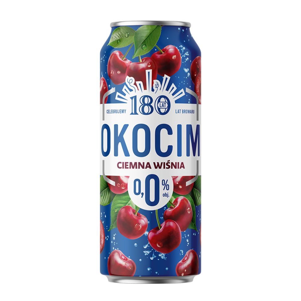 Piwo Okocim Ciemna Wiśnia 0% 500 ml puszka DRS