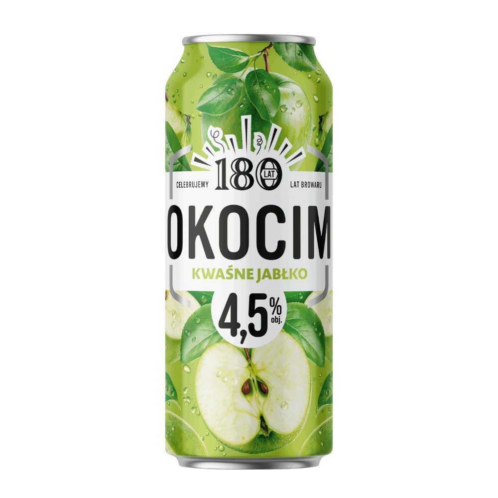 Piwo Okocim Kwaśne Jabłko 4,5% 500 ml puszka DRS